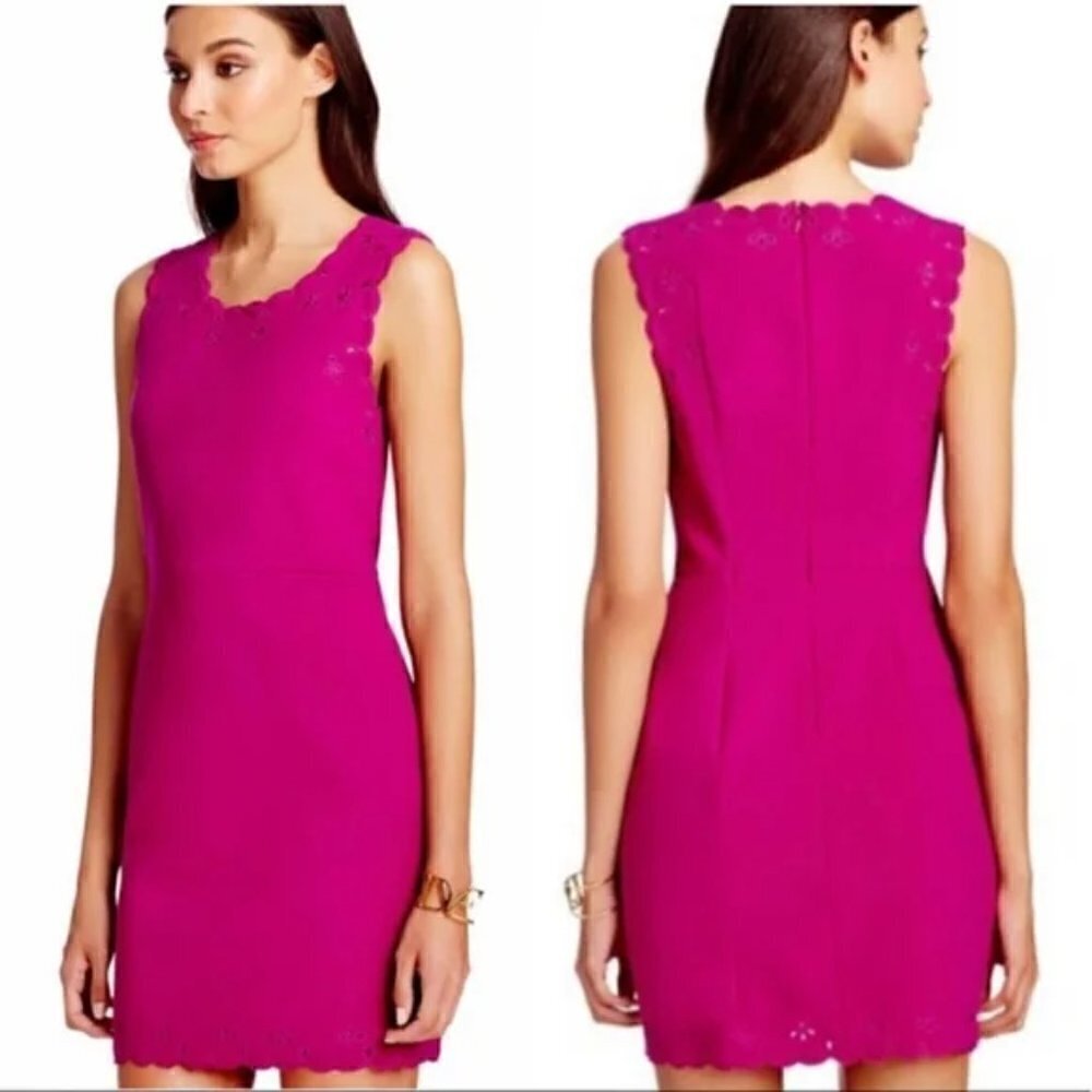 Diane von Furstenberg Dress Sz 6 Caralyn Cutout A-Line Magenta